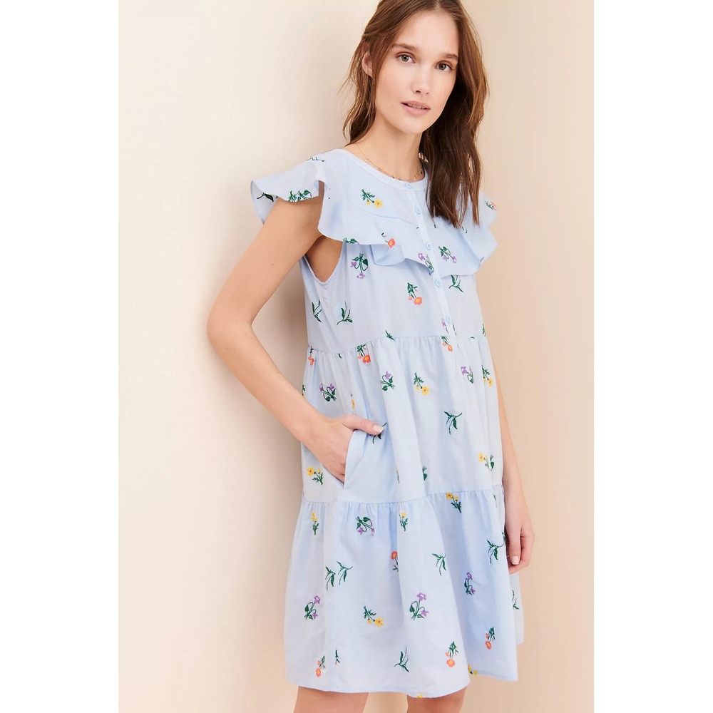 Gal Meets Glam Rosalie Embroidered Dress in Lake Bliss Size 8